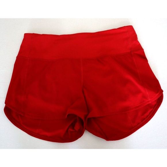 Lululemon LW7BJ8T.03 Womens Sz 10 Dark Red Speed Up Mid-Rise Lined 4" Shorts - Picture 1 of 9